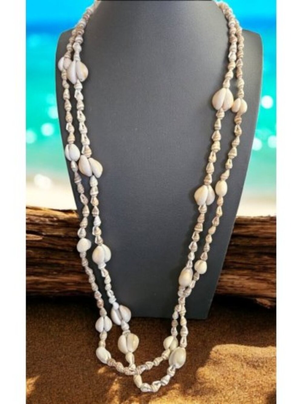 Lot of 2 Vintage Hawaiian Tahiti Cowrie Seashell Necklaces